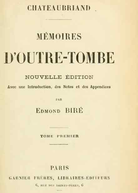 Chateaubriand François-René - Mémoires dOutre-Tombe. Tome I скачать бесплатно