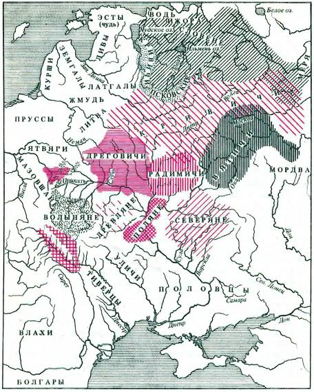 Карта расселения племен в древней руси