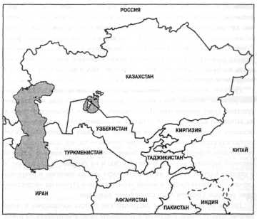 Контурная карта страны центральной азии