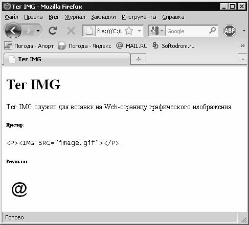 Какая команда используется для вставки изображения в документ html