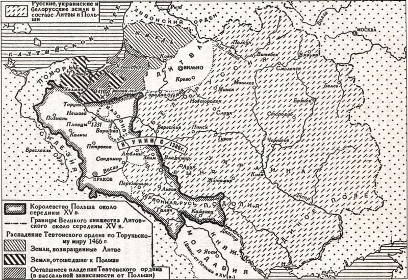 Польша в 15 веке карта