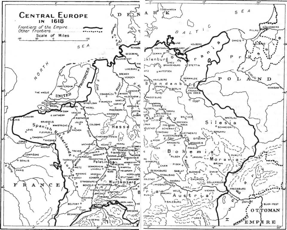 Карта европы в 1618 году