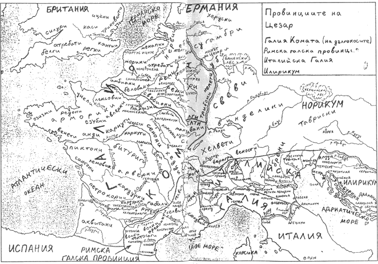 Походы цезаря карта