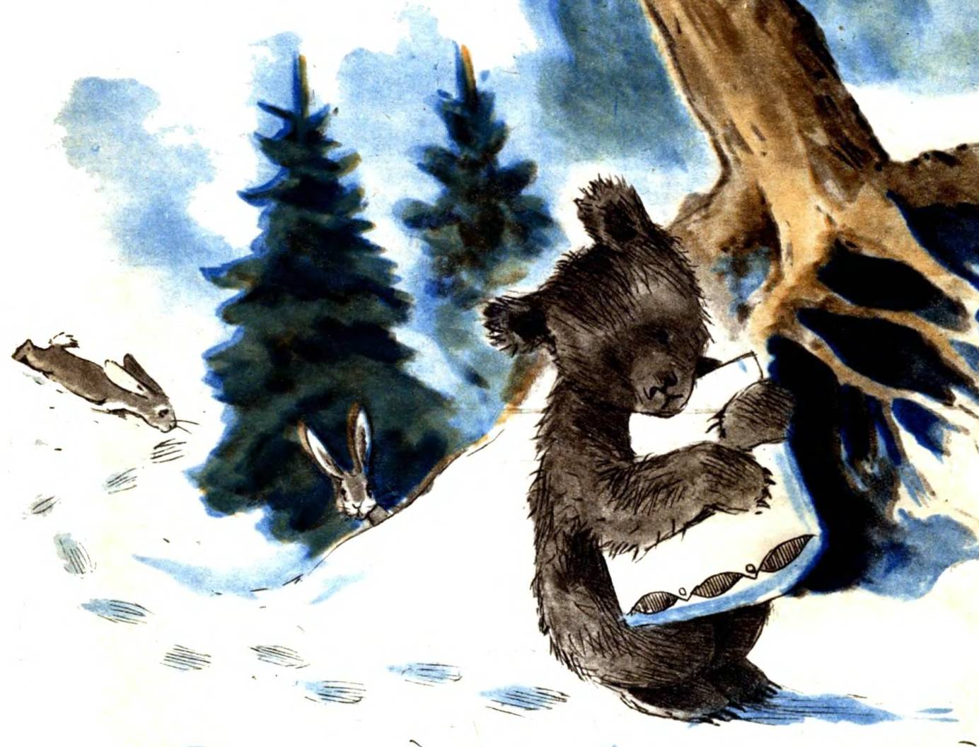 Медведь зимой иллюстрация