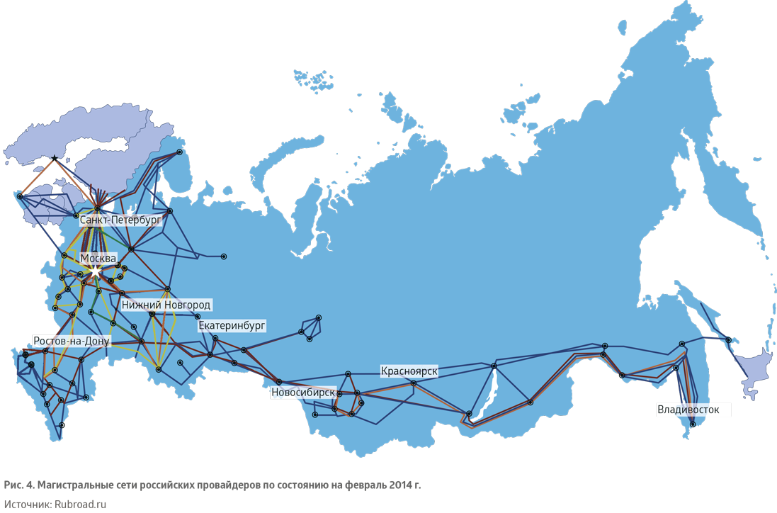 Карта оптоволоконных сетей россии