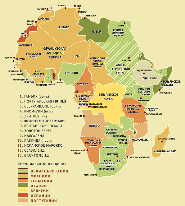 Карта деколонизации африки
