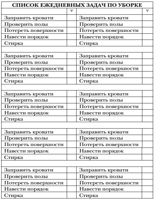 Генеральная уборка квартиры план